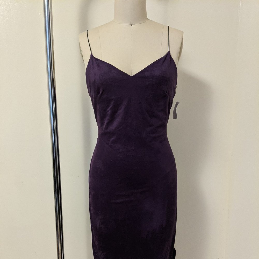 Purple Velour Spagetti Strap Dress